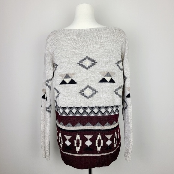 American Eagle Outfitters Aztec Print Wool Blend Crewneck Sweater Medium - Picture 7 of 13